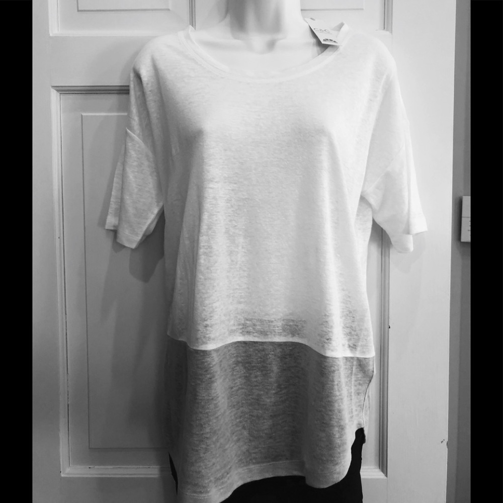 NEW!!  C&C California white and gray top